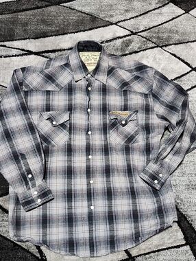 VINTAGE JESSE JAMES WORK WEAR WEST COAST CHOPPERS FLANNEL SNAP-BUTTON SHIRT